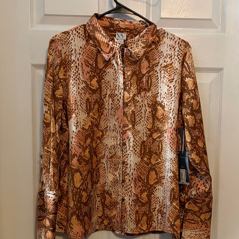 Worthington Brown and Tan Blouse